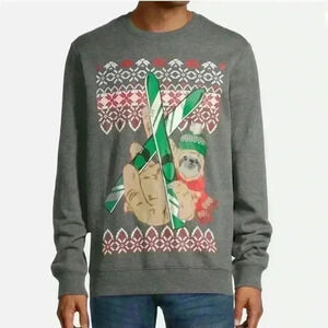 Holiday Time Sloth Sweatshirt Skis Christmas Size 2XL Unisex‎ Ugly Sweater